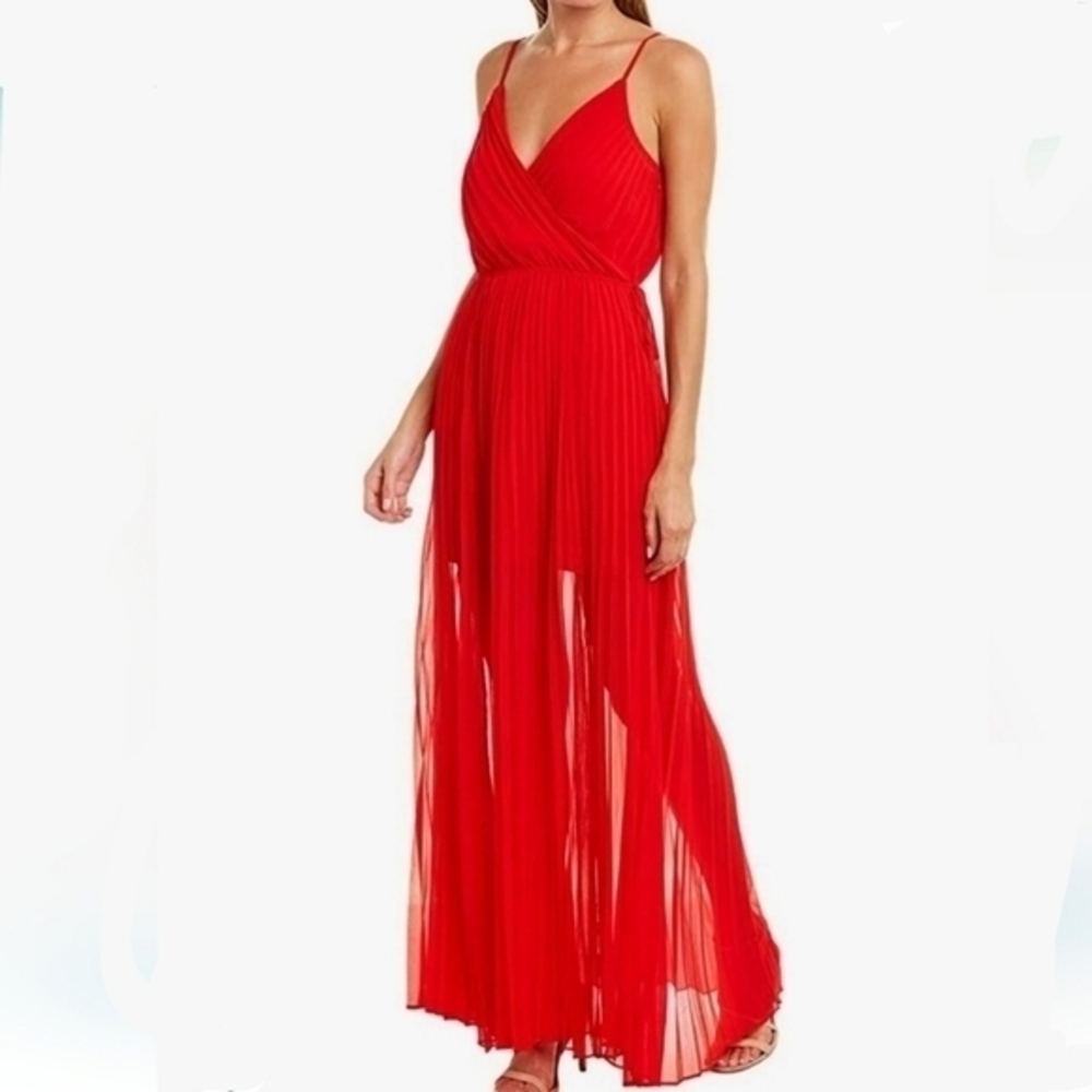 ALI AND JAY PLEATED MAXI DRESS RED XS